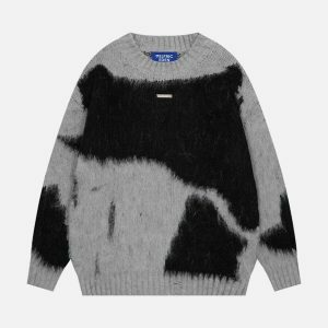 color block wool sweater   chic & youthful streetwear 7546