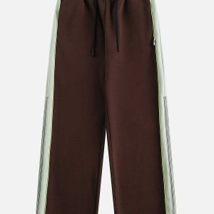 color block zip up sweatpants   sleek & trendy urban wear 3884