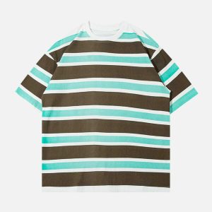 color clash striped tee youthful & dynamic streetwear 3715