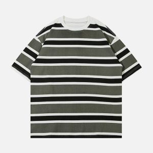 color clash striped tee youthful & dynamic streetwear 8679