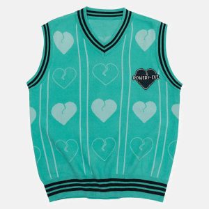 colorblock heart vest youthful embroidery & chic design 1147