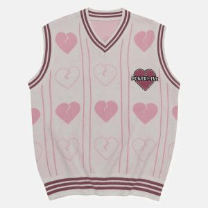 colorblock heart vest youthful embroidery & chic design 4227