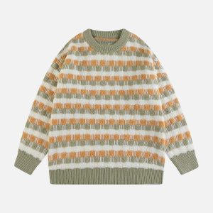 colorblock plaid sweater flocked design youthful edge 3219