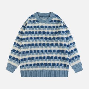 colorblock plaid sweater flocked design youthful edge 5663