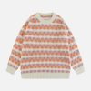 colorblock plaid sweater flocked design youthful edge 8146
