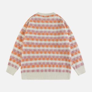 colorblock plaid sweater flocked design youthful edge 8409