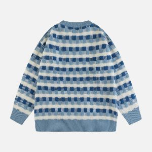 colorblock plaid sweater flocked design youthful edge 8993