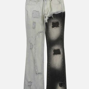 colorblock shredded jeans edgy raw appeal 4617