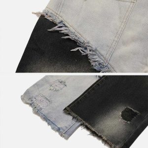 colorblock shredded jeans edgy raw appeal 5883