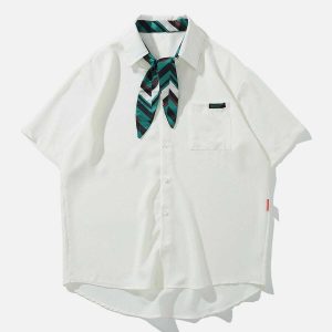 colorblock tie shirt sleek & youthful streetwear essential 1603