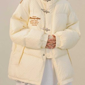 colorblock winter coat with metal buckle   chic & warm 8464
