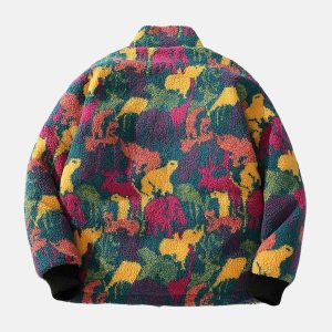 colorful animal print reversible jacket   urban chic 5996