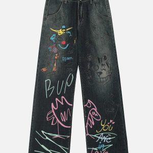 colorful graffiti jeans urban chic & edgy appeal 1728