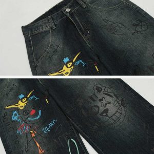colorful graffiti jeans urban chic & edgy appeal 7530