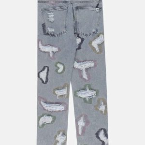 colorful hole jeans youthful & vibrant jeans with edgy detailing 2455