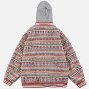 colorful knit hoodie   vibrant & youthful streetwear staple 2861