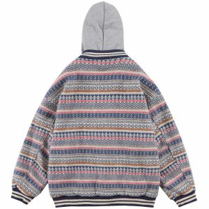 colorful knit hoodie   vibrant & youthful streetwear staple 4586