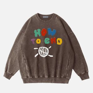 colorful letter print sweatshirt   urban chic & trendy 2581