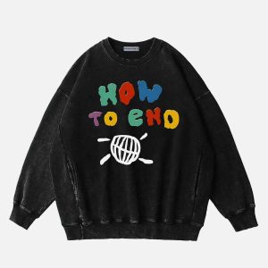 colorful letter print sweatshirt   urban chic & trendy 7743