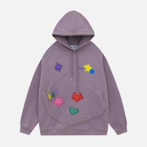 colorful star hoodie   youthful & trendy urban appeal 7823