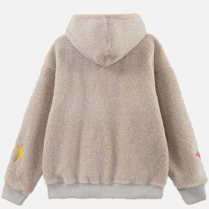 colorful star sherpa hoodie   chic & cozy streetwear 2960