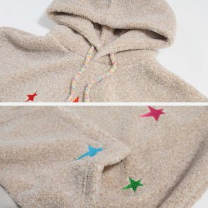 colorful star sherpa hoodie   chic & cozy streetwear 6777