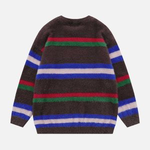 colorful striped letter sweater   bold & youthful urban knit 1712