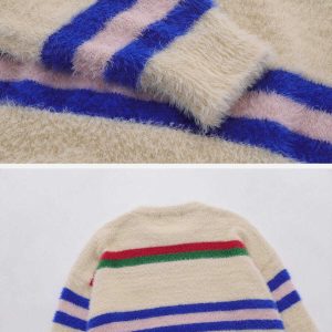colorful striped letter sweater   bold & youthful urban knit 3586