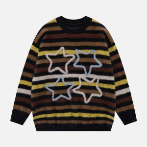 colorful striped star sweater youthful & dynamic appeal 8500