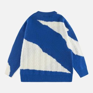 contrast irregular knit sweater dynamic design & style 2832