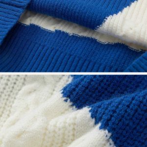 contrast irregular knit sweater dynamic design & style 3182