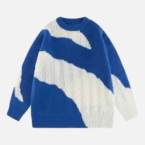 contrast irregular knit sweater dynamic design & style 3722