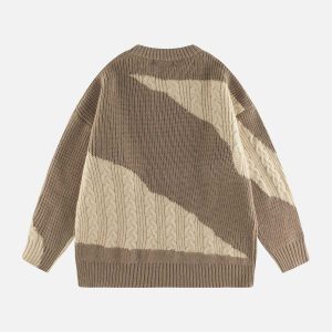 contrast irregular knit sweater dynamic design & style 3927