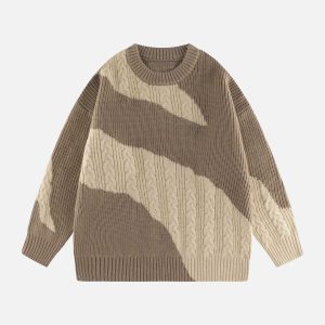contrast irregular knit sweater dynamic design & style 6956