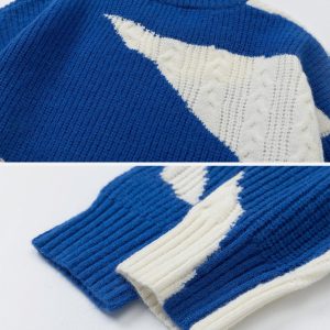 contrast irregular knit sweater dynamic design & style 7193