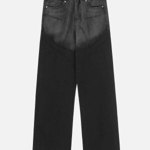 contrast patchwork jeans sleek urban & y2k trendy 4740