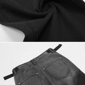 contrast patchwork jeans sleek urban & y2k trendy 5831