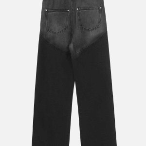 contrast patchwork jeans sleek urban & y2k trendy 8931