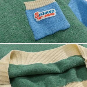 contrast splicing sweater   edgy & retro streetwear 8764
