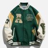 contrast stitch varsity jacket   youthful urban trend 5315
