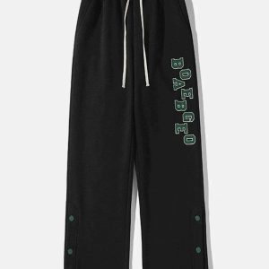 crafted flocked letter sweatpants with foot slit urban appeal 4236