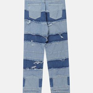 crafted laminated patchwork jeans   urban & edgy appeal 2304