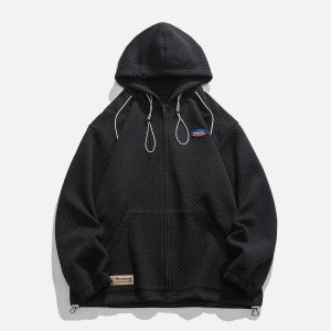 crafted patch pocket hoodie solid zip design urban appeal 4189