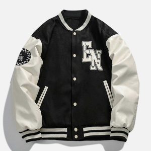 crafted plaid embroidery varsity jacket urban & retro appeal 8367