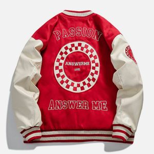 crafted plaid embroidery varsity jacket urban & retro appeal 8474
