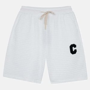 crafted waffle flocking 'c' shorts dynamic drawstring design 2292