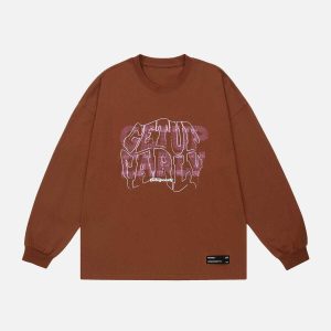 creative letter print sweatshirt bold lettered sweatshirt dynamic urban style 3788