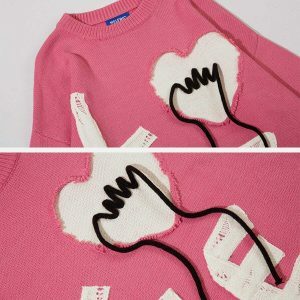 creative love applique sweater   edgy & retro streetwear 3088