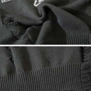 cross graphic raw edge sweater 7352