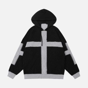 cross patchwork hoodie urban & dynamic cross design 1098